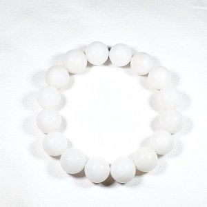 Natural White Onyx 12mm round beaded stretch bracelet 100 cts